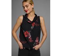 Blusentop LAURA SCOTT, Damen, Gr. 34, schwarz (schwarz, rot), Web, Obermaterial: 97% Polyester, 3% Elasthan, bedruckt, geblümt, gemustert, figurumspielend hüftlang, Blusen Blusentop, mit verschiedenen
