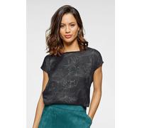 Blusentop LAURA SCOTT, Damen, Gr. 36, bunt (schwarz, petrol, geblümt), Satin, Obermaterial: 100% Polyester. Rückenteil: 95% Viskose, 5% Elasthan, bedruckt, geblümt, gemustert, lässig geschnitten hüftl