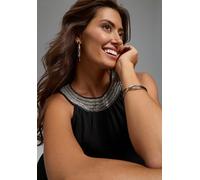 Blusentop LAURA SCOTT, Damen, Gr. 36, schwarz, Chiffon, Obermaterial: 100% Polyester. Futter: 100% Polyester, unifarben, festlich, A-Linie hüftlang, Rundhals, Blusen Blusentop, mit Schmuckelement, A-L