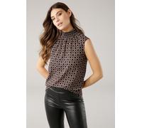 Blusentop LAURA SCOTT, Damen, Gr. 36, schwarz (schwarz, camel, gemustert), Crêpe, Obermaterial: 97% Polyester, 3% Elasthan. Rückenteil: 95% Viskose, 5% Elasthan, bedruckt, gemustert, mehrfarbig, lässi