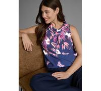 Blusentop LAURA SCOTT, Damen, Gr. 40, blau (marine, geblümt), Web, Obermaterial: 97% Polyester, 3% Elasthan, bedruckt, geblümt, gemustert, figurumspielend hüftlang, Blusen Blusentop, mit verschiedenen