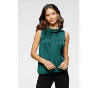 Blusentop LAURA SCOTT, Damen, Gr. 44, blau (petrol), Web, Obermaterial: 100% Polyester. Rückenteil: 95% Viskose, 5% Elasthan, clean, glänzend, unifarben, lässig geschnitten hüftlang, Blusen Blusentop,