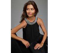 Blusentop LAURA SCOTT, Damen, Gr. 46, schwarz, Chiffon, Obermaterial: 100% Polyester. Futter: 100% Polyester, unifarben, festlich, A-Linie hüftlang, Rundhals, Blusen Blusentop, mit Rundhalsausschnitt,