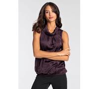 Blusentop LAURA SCOTT, Damen, Gr. 48, rot (bordeaux), Web, Obermaterial: 100% Polyester. Rückenteil: 95% Viskose, 5% Elasthan, clean, glänzend, unifarben, lässig geschnitten hüftlang, Blusen Blusentop