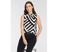 Blusentop LAURA SCOTT, Damen, Gr. 48, schwarz-weiß (schwarz, weiß, gestreift), Obermaterial: 97% Polyester, 3% Elasthan. Rückenteil: 95% Viskose, 5% Elasthan, gemustert, lässig geschnitten hüftbedecke