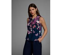 Blusentop LAURA SCOTT, Damen, Gr. 40, blau (marine, geblümt), Web, Obermaterial: 97% Polyester, 3% Elasthan, bedruckt, geblümt, gemustert, figurumspielend hüftlang, Blusen Blusentop, mit verschiedenen