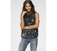 Blusentop LAURA SCOTT "in verschiedenen Designs, modischer Schalkragen", Damen, Gr. 42, bunt (schwarz, bunt, geblümt), Web, Obermaterial: 97% Polyester, 3% Elasthan, geblümt, figurumspielend hüftlang,