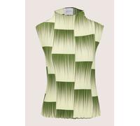 Blusentop MADELEINE "Blusentop Plisseebluse mit grafischem Muster", Damen, Gr. 44, weiß (perlweiß, thymian, multicolor), Obermaterial: 100% Polyester PES., Modern, Blusen Blusentop, Block-Optik (25616