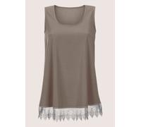 Blusentop MADELEINE "Top Feminines Blusentop mit Spitzenbesatz", Damen, Gr. 38, beige (cappuccino), Obermaterial: 100% Polyester PES., Modern, normal, Blusen Blusentop (69864914-38) cappuccino