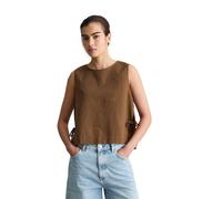 Blusentop MARC O'POLO DENIM "aus Leinen-Baumwolle-Mix", Damen, Gr. M, braun (umbra braun), Obermaterial: 56% Leinen, 44% Baumwolle, gestreift, regular fit, normaler Saum, Blusen Blusentop (28640763-M)