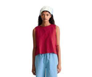 Blusentop MARC O'POLO DENIM "aus Leinen-Baumwolle-Mix", Damen, Gr. XL, vivid cherry, Obermaterial: 56% Leinen, 44% Baumwolle, gestreift, regular fit, normaler Saum, Blusen Blusentop (92265100-XL) vivi