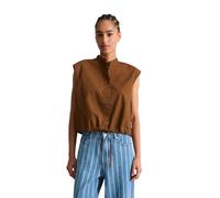 Blusentop MARC O'POLO DENIM "aus Papertouch-Popeline", Damen, Gr. L, umbra braun, Obermaterial: 100% Baumwolle, unifarben, relaxed fit normal, normaler Saum, Blusen Blusentop (24849338-L) umbra braun