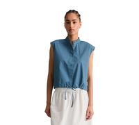Blusentop MARC O'POLO DENIM "aus Papertouch-Popeline", Damen, Gr. S, endless sea, Obermaterial: 100% Baumwolle, unifarben, relaxed fit normal, normaler Saum, Blusen Blusentop (83502345-S) endless sea