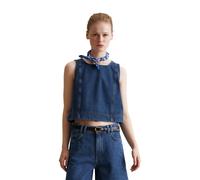 Blusentop MARC O'POLO DENIM "aus reinem Organic Cotton", Damen, Gr. L, blau (dunkelblau), Obermaterial: 100% Baumwolle, unifarben, regular fit bauchfrei, Rückenausschnitt, Blusen Blusentop (36618241-L