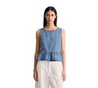 Blusentop MARC O'POLO DENIM "aus reinem Organic Cotton", Damen, Gr. L, blau (medium blau), Obermaterial: 100% Baumwolle, unifarben, relaxed fit bauchfrei, Rückenausschnitt, normaler Saum, Blusen Bluse