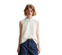 Blusentop MARC O'POLO DENIM, Damen, Gr. M, weiß (silky weiß), Web, Obermaterial: 100% Baumwolle, casual, regular fit hüftbedeckend, ohne Ärmel, Blusen, Knopfleiste und Faltendetails am Rücken, ärmello