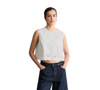 Blusentop MARC O'POLO DENIM "mit Broderie Anglaise", Damen, Gr. XL, silky weiß, Obermaterial: 100% Baumwolle, unifarben, regular fit bauchfrei, Blusen Blusentop (40872725-XL) silky weiß
