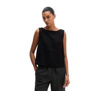 Blusentop MARC O'POLO "mit Bindebändern im Rücken", Damen, Gr. 42, schwarz, Obermaterial: 100% Leinen, unifarben, regular fit normal, U-Boot-Ausschnitt, Blusen Blusentop (38739918-42) schwarz
