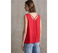Blusentop STREET ONE STUDIO, Damen, Gr. 46, rot (mandarin rot), Stoff, 100% Viskose, unifarben, regular fit normal, Rundhals, abgesteppt, Blusen Blusentop, aus softer Viskose (84786106-46) mandarin ro