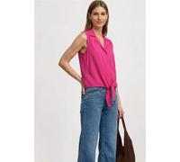 Blusentop STREET ONE, Damen, Gr. 36, magenta dream, Stoff, 100% Viskose, unifarben, normal normal, V-Ausschnitt, abgesteppt, Blusen Blusentop, mit Knotendetail am Saum (97520859-36) magenta dream