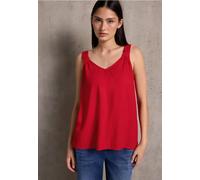 Blusentop STREET ONE STUDIO, Damen, Gr. 34, rot (mandarin rot), Stoff, 100% Viskose, unifarben, regular fit normal, V-Ausschnitt, abgesteppt, Blusen Blusentop, aus softer Viskose (88811040-34) mandari