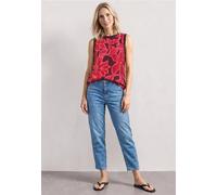 Blusentop STREET ONE, Damen, Gr. 42, salsa rot, Stoff, 100% Viskose, gemustert, normal normal, Rundhals, Bündchen, Blusen Blusentop, aus softer Viskose (43793312-42) salsa rot