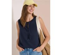Blusentop CECIL, Damen, Gr. XXL (46), universal blau, Web, 75% Baumwolle, 25% Modal, unifarben, klassisch normal, Rundhals, normaler Saum, Blusen Blusentop, mit geschlitztem Rundhalsausschnitt (469623