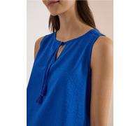 Blusentop CECIL, Damen, Gr. XXL (46), blau (surf blau), Web, 75% Baumwolle, 25% Modal, unifarben, klassisch normal, Rundhals, normaler Saum, Blusen Blusentop, mit geschlitztem Rundhalsausschnitt (4841