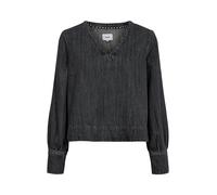 Blusentop NÜMPH "Nümph Shirt NUSEOUL", Damen, Gr. 36, medium grau denim, Obermaterial: 59% Baumwolle, 28% Modal, 13% Viskose, Blusen Blusentop (67012141-36) medium grau denim