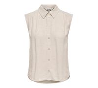 Blusentop ONLY CARMAKOMA "CARSIESTA S/L LINEN BL SHIRT PNT NOOS", Damen, Gr. 50, moonbeam, Web, Obermaterial: 80% Viskose, 20% Leinen, unifarben, regular fit normal, Blusen Blusentop, Viskosemischung,