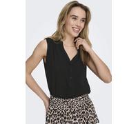 Blusentop ONLY "ONLJETTE - Blusentop mit V-Ausschnitt und Knopfleiste", Damen, Gr. 34 (XS), schwarz, Web, Obermaterial: 100% Viskose, unifarben, regular fit Po-bedeckend, V-Ausschnitt, Blusen Blusento