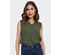 Blusentop ONLY "ONLJETTE - Blusentop mit V-Ausschnitt und Knopfleiste", Damen, Gr. 38 (M), grün (grape leaf), Web, Obermaterial: 100% Viskose, unifarben, regular fit Po-bedeckend, V-Ausschnitt, Blusen