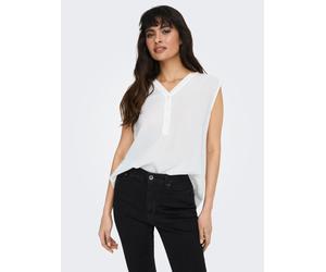 Blusentop ONLY "ONLJETTE - Blusentop mit V-Ausschnitt und Knopfleiste", Damen, Gr. 38 (M), weiß (cloud dancer), Web, Obermaterial: 100% Viskose, unifarben, regular fit Po-bedeckend, V-Ausschnitt, Blus