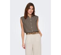 Blusentop ONLY "ONLSIESTA S/L LINEN BL SHIRT PNT NOOS", Damen, Gr. L, walnut, Web, Obermaterial: 80% Viskose, 20% Leinen, unifarben, regular fit normal, Blusen Blusentop, mit Leinen (99768155-L) walnu