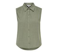 Blusentop ONLY "ONLSIESTA S/L LINEN BL SHIRT PNT NOOS", Damen, Gr. M, deep lichen grün, Web, Obermaterial: 80% Viskose, 20% Leinen, unifarben, regular fit normal, Blusen Blusentop, mit Leinen (1717393