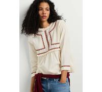 Blusentop PEPE JEANS "blouse GRACIELA SHIRT", Damen, Gr. M, beige (canvas weiß), 100% Baumwolle, Blusen Blusentop (14010644-M) canvas weiß