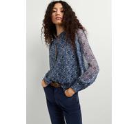 Blusentop PEPE JEANS "Bluse GANIA SHIRT", Damen, Gr. L, blau (steel blau), 100% Polyester, Blusen Blusentop (37303417-L) steel blau