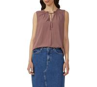 Blusentop QS, Damen, Gr. 44, rot (rosenholz), Obermaterial: 100% Viskose, unifarben, loose fit taillenbedeckt, Rundhals, Blusen Blusentop, mit Rüschen Kragen (44392952-44)