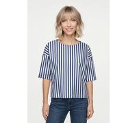 Blusentop RICHROYAL, Damen, Gr. 38, blau (midnight blau), Web, Obermaterial: 100% Baumwolle, gestreift, regular fit taillenbedeckt, Rundhals, eingesetzt abgesteppte Kante, Blusen Blusentop, Regular fi