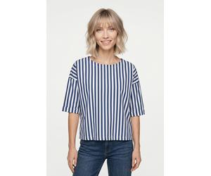 Blusentop RICHROYAL, Damen, Gr. 38, blau (midnight blau), Web, Obermaterial: 100% Baumwolle, gestreift, regular fit taillenbedeckt, Rundhals, eingesetzt abgesteppte Kante, Blusen Blusentop, Regular fi