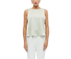 Blusentop S.OLIVER BLACK LABEL, Damen, Gr. 36, jade grün, Web, Obermaterial: 100% Polyester, unifarben, normal hüftbedeckend, Rundhals, Blusen Blusentop, Sommerbluse / Ärmellos mit feiner glänzender S