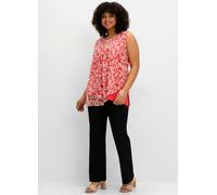 Blusentop SHEEGO, Damen, Gr. 52, orange (hummer, gemustert), 100% Polyester, geblümt, gemustert, Rundhals, Blusen Blusentop (97164937-52) hummer, gemustert