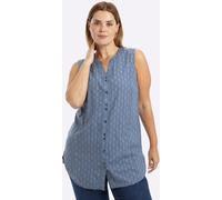 Blusentop SHEEGO, Damen, Gr. 54, blau (bleu, rauchblau, bedruckt), 100% Viskose, gemustert, mehrfarbig, Rundhals, Blusen Blusentop (50553846-54) bleu, rauchblau, bedruckt