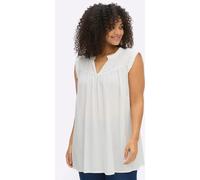 Blusentop SHEEGO, Damen, Gr. 56, weiß (ecru), 100% Viskose, unifarben, Rundhals, Blusen Blusentop (17323663-56) ecru