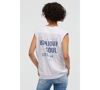 Blusentop SOCCX, Damen, Gr. XS, weiß, Web, Material: 100% Viskose, bedruckt, regular fit normal, V-Ausschnitt, Flügelärmel offene Kante, Blusen Blusentop, mit elastischem Saum (43443349-XS) weiß