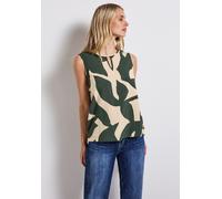 Blusentop STREET ONE, Damen, Gr. 34, grün (mid grün), Stoff, 100% Viskose, bedruckt, normal normal, Rundhals, Bündchen, Blusen Blusentop, mit Cut-Out Detail (76729015-34) mid grün