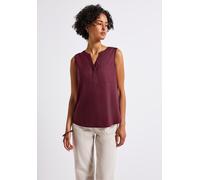 Blusentop STREET ONE, Damen, Gr. 34, rot (schwarz cherry rot), Stoff, 100% Viskose, unifarben, normal normal, Rundhals, abgesteppt, Blusen Blusentop, mit Brusttaschen (62628145-34) schwarz cherry rot