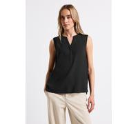 Blusentop STREET ONE, Damen, Gr. 36, schwarz, Stoff, 100% Viskose, unifarben, normal normal, Rundhals, abgesteppt, Blusen Blusentop, im lockeren Schnitt (32660120-36) schwarz