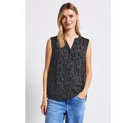 Blusentop STREET ONE, Damen, Gr. 38, blau (deepwater blau), Stoff, 100% Viskose, gemustert, normal normal, Rundhals, abgesteppt, Blusen Blusentop, aus softer Viskose (79662246-38) deepwater blau