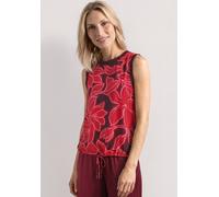 Blusentop STREET ONE, Damen, Gr. 38, salsa rot, Stoff, 100% Viskose, gemustert, normal normal, Rundhals, Bündchen, Blusen Blusentop, aus softer Viskose (43793312-38) salsa rot